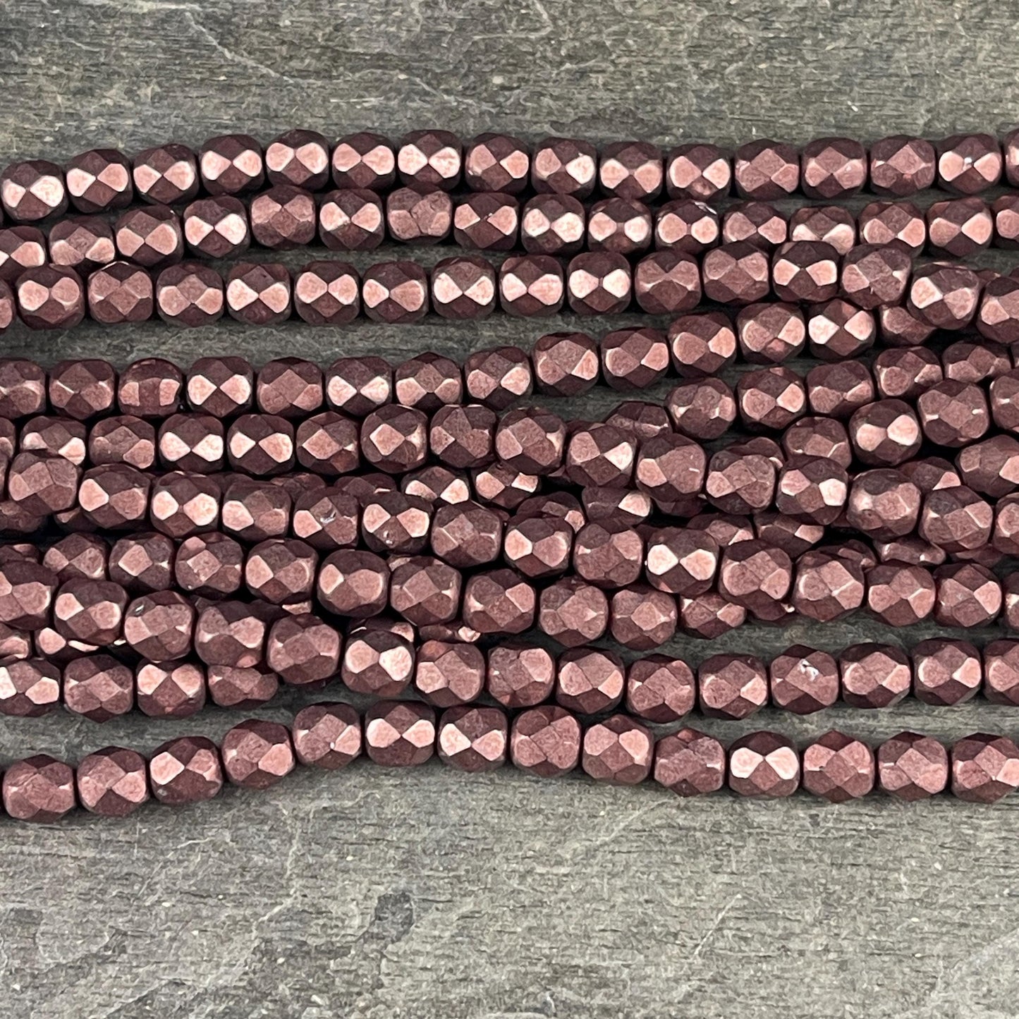Czech Beads - 6mm Faceted Round - Color-trends Chocolate Brown Satin Metallic (FP6/SM-08A01) * Qty. 25
