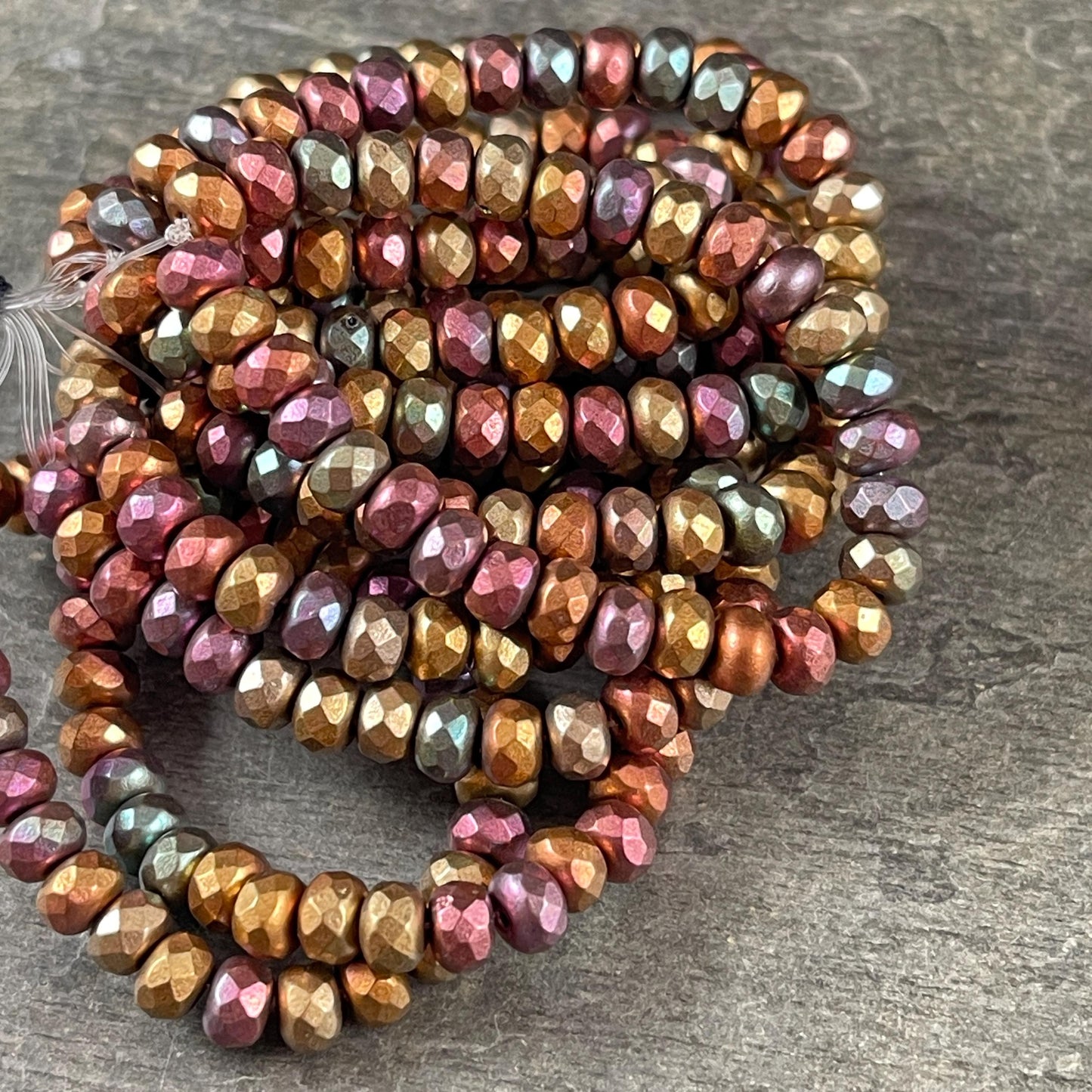 Czech Beads - 5x3mm Faceted Rondelle, Rainbow Metallic Mix (R5/RJ-2827) * Qty. 30