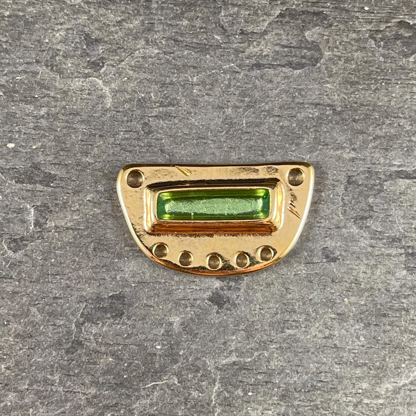 24k Gold Plated Connector with Peridot Enamel Inlay, Half Circle Chandelier (PF/15295-13-0556) * Qty. 1