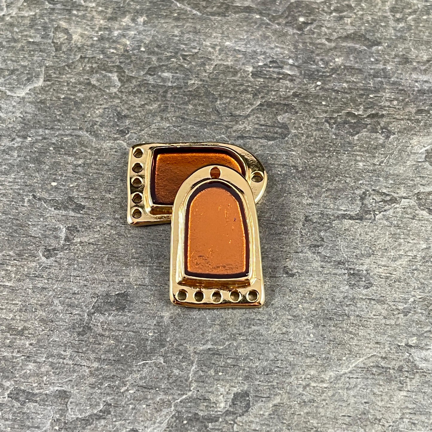 24k Gold Plated Connector/Pendant/Charm with Topaz Enamel Inlay, Nickel Free Geometric Pendant (PF/15294-13-0552) * Qty. 2