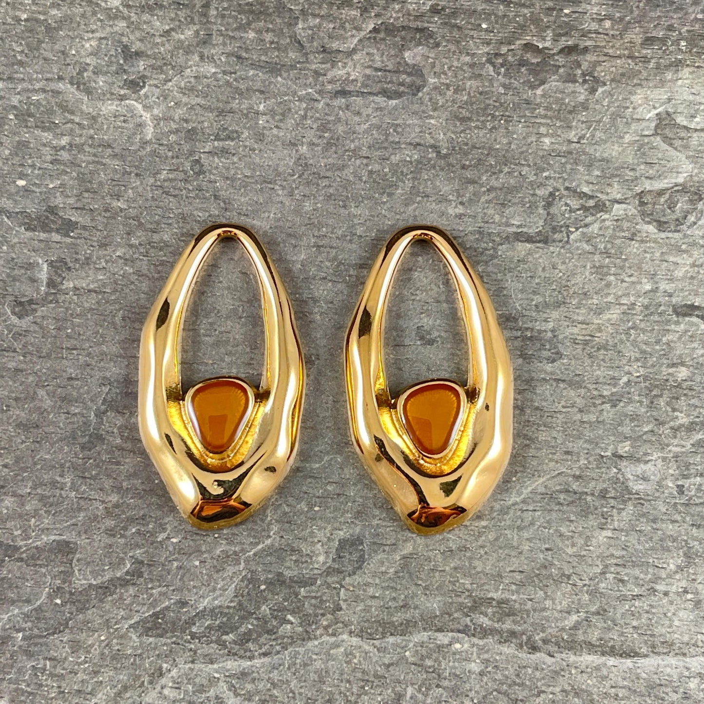 24k Gold Plated Oval Pendant with Topaz Enamel Accent (PF/15301-13-0563) * Qty. 2