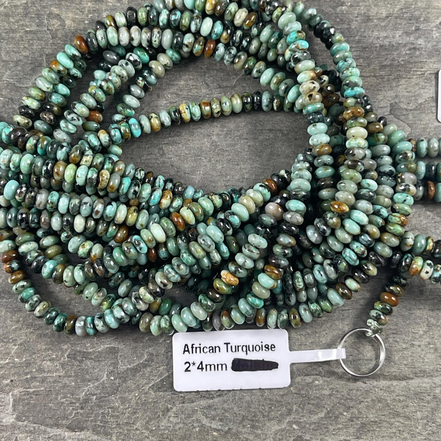 Gemstone Beads - 4x2mm Heishi Rondelle (African Turquoise) * 15" strand