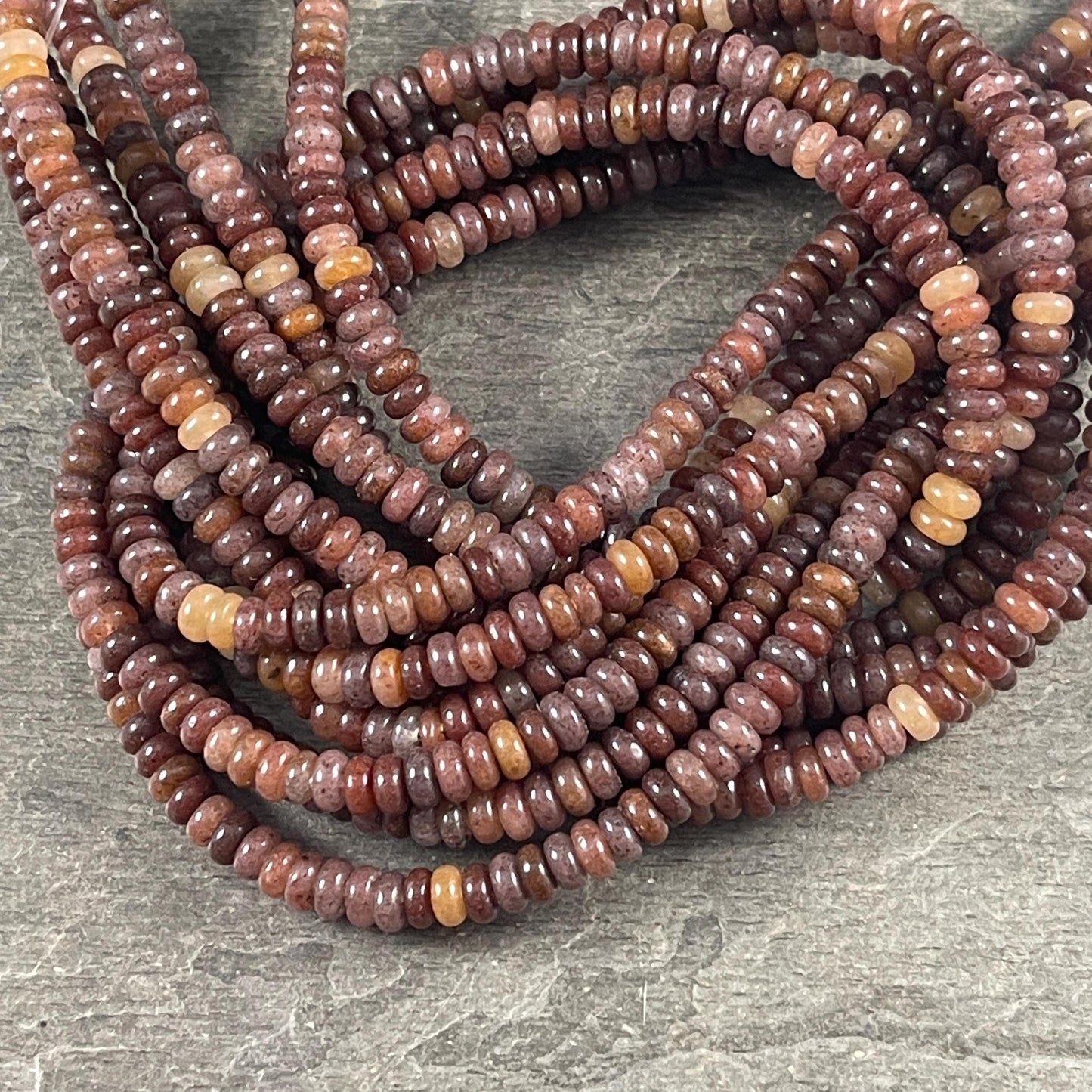 Gemstone Beads - 4x2mm Heishi Rondelle (Purple Aventurine) * 15" strand