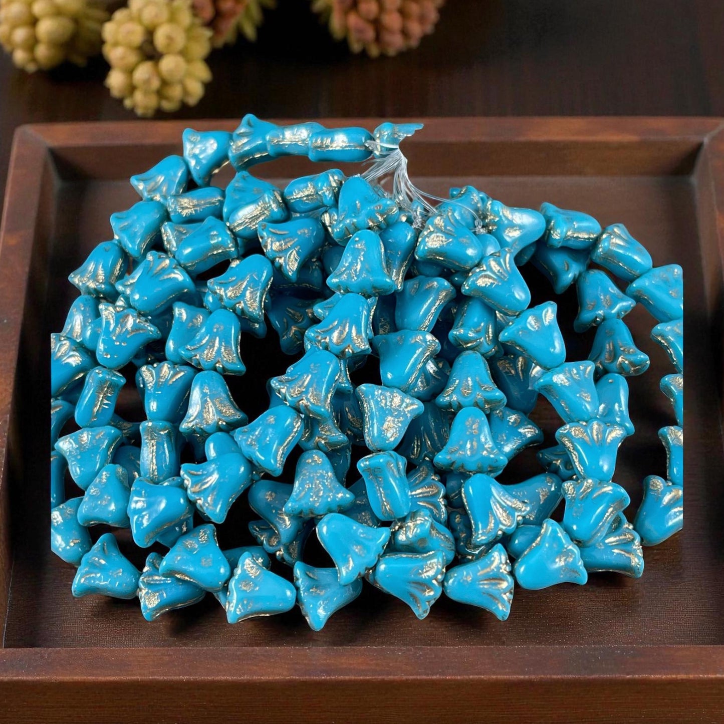 Czech Beads, 10mm Lily Flower, Sky Blue with Platinum Wash (Lily/RJ-5494) * Qty. 15