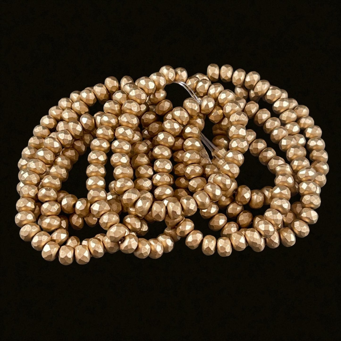 Czech Beads - 5x3mm Faceted Rondelle, Satin Metallic Gold (R5/RJ-2826) * Qty. 30