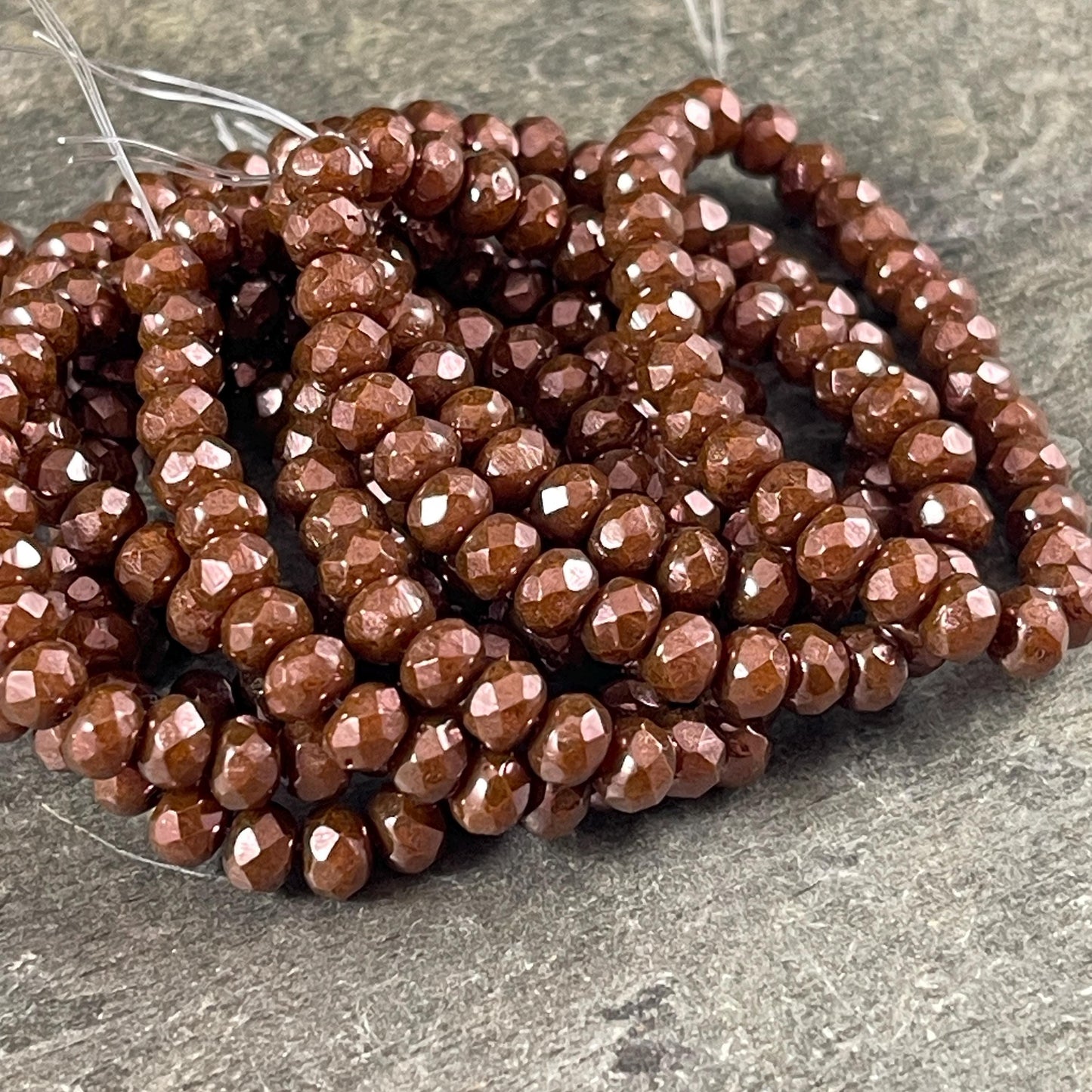 Czech Beads - 5x3mm Faceted Rondelle, Gingerbread Brown with Luster Finish (R5/RJ-2845) * Qty. 30