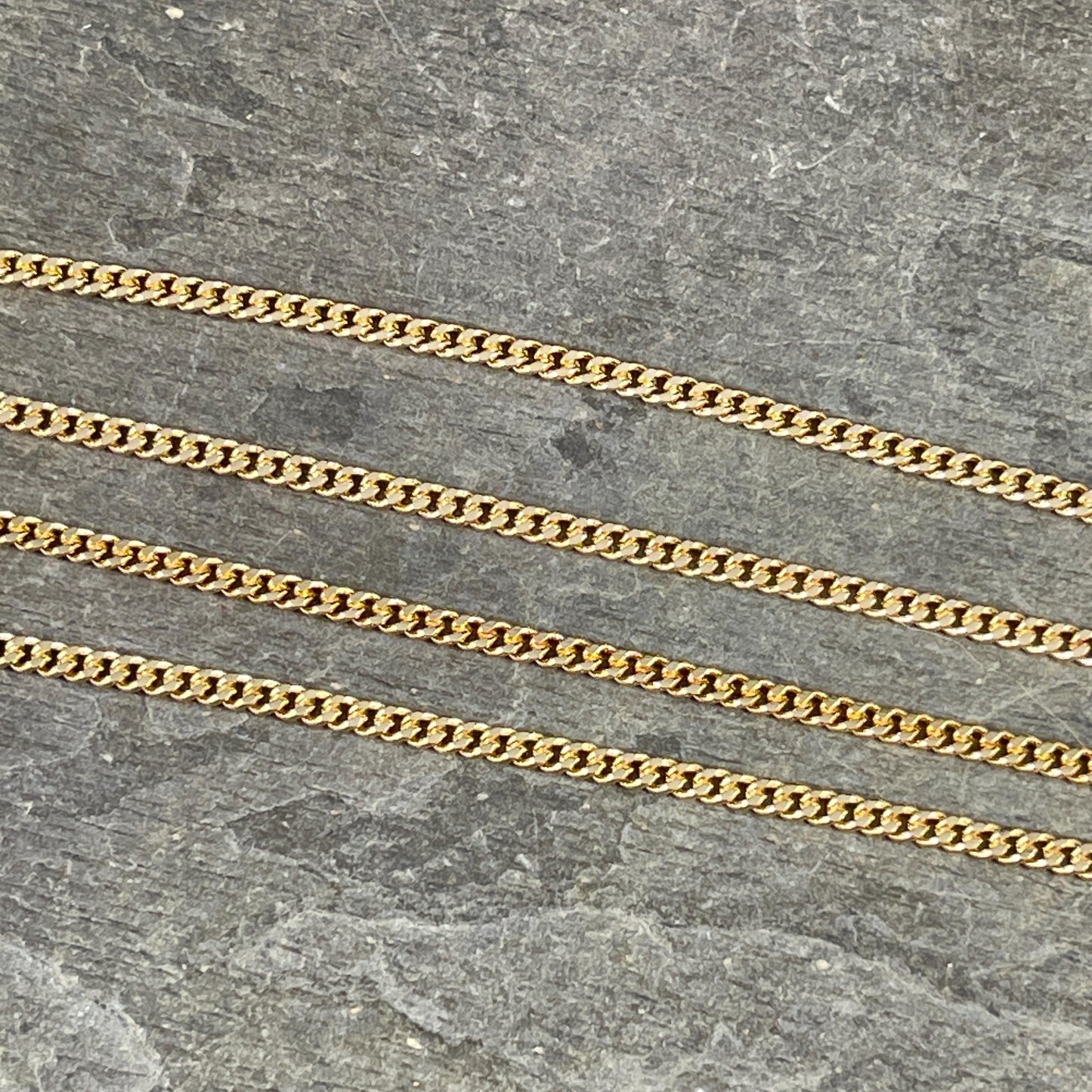 Chain by the Foot - 2.2mm Flat Curb Chain - Gold Plated Brass (CH-888G) * 18" Length