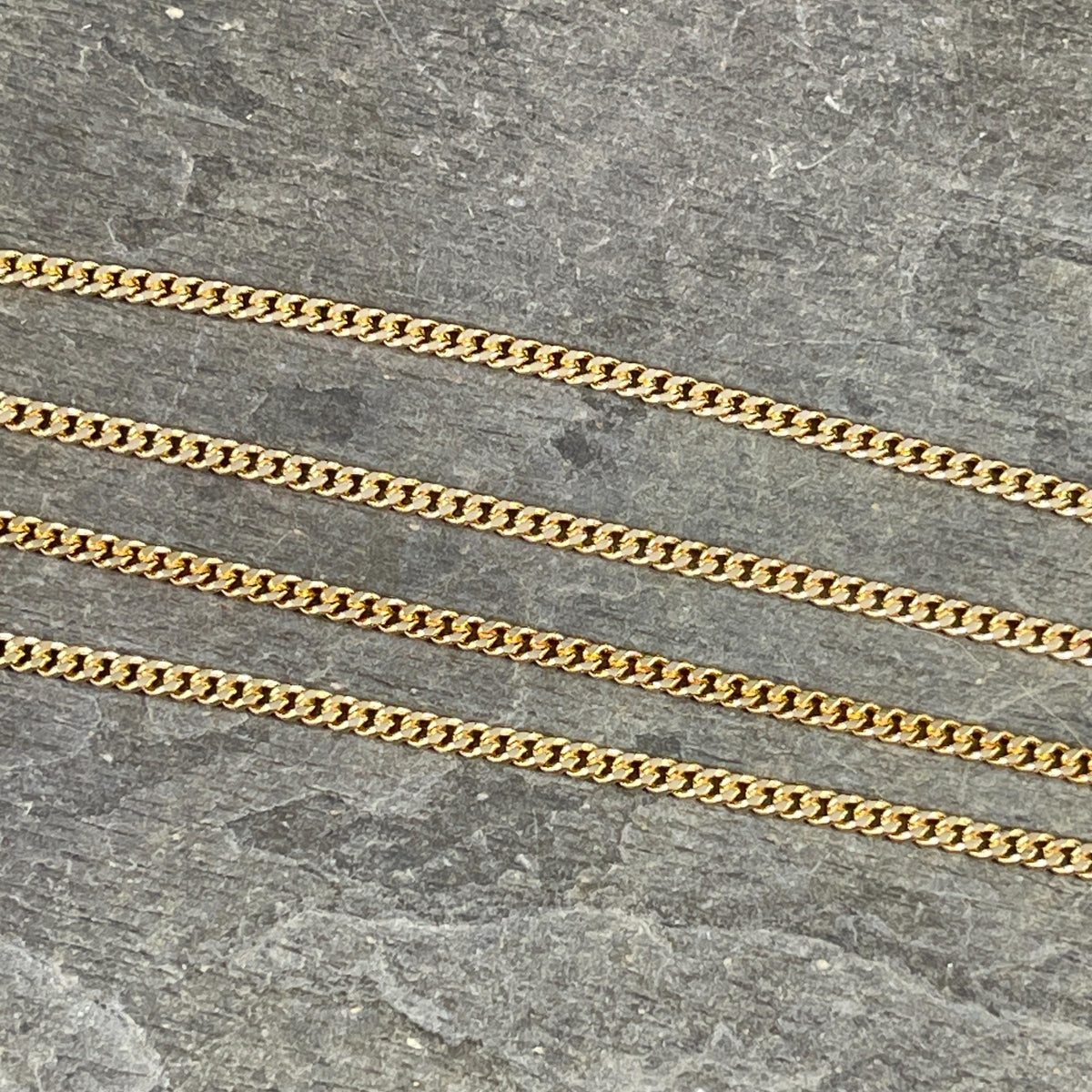 Chain by the Foot - 2.2mm Flat Curb Chain - Gold Plated Brass (CH-888G) * 18" Length