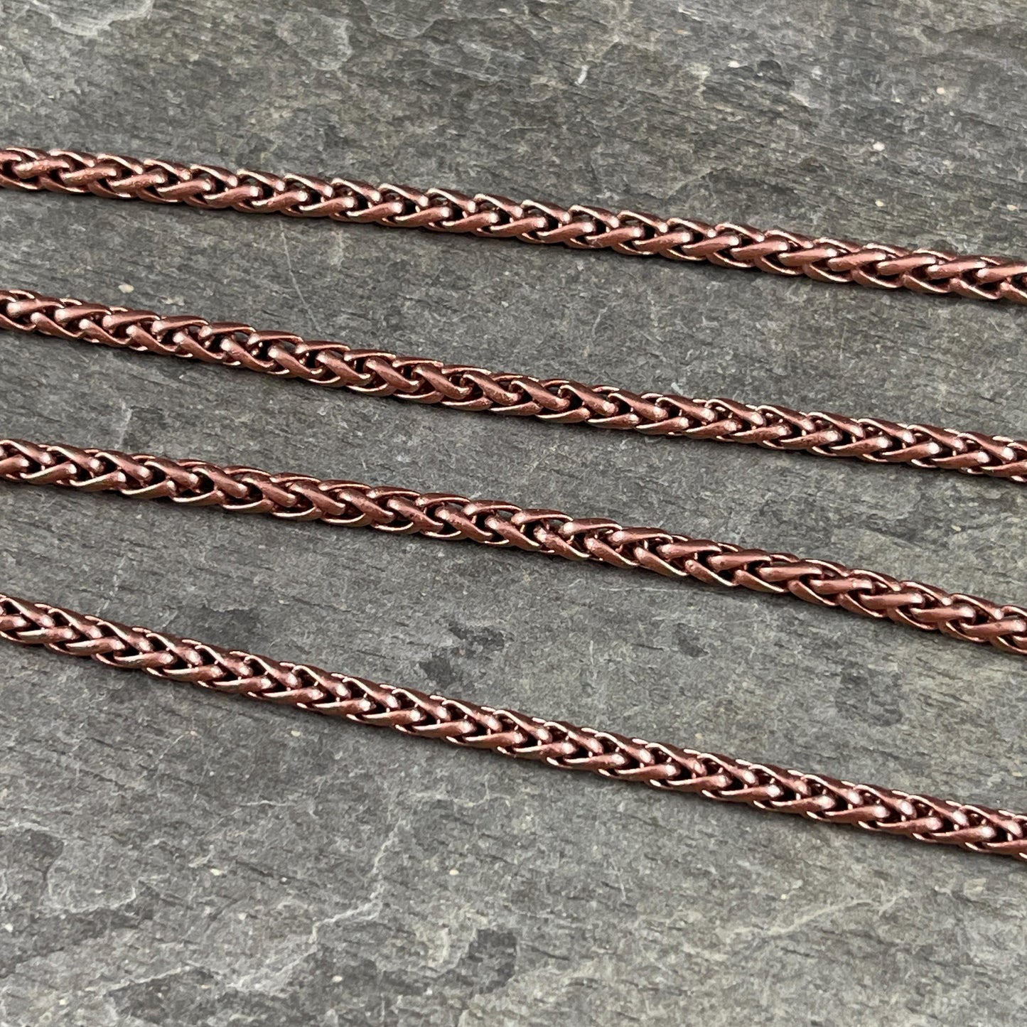 Chain by the Foot - 3mm Wheat Byzantine Chain - Antiqued Copper Plated Brass (CH-857AC) * 18" Length