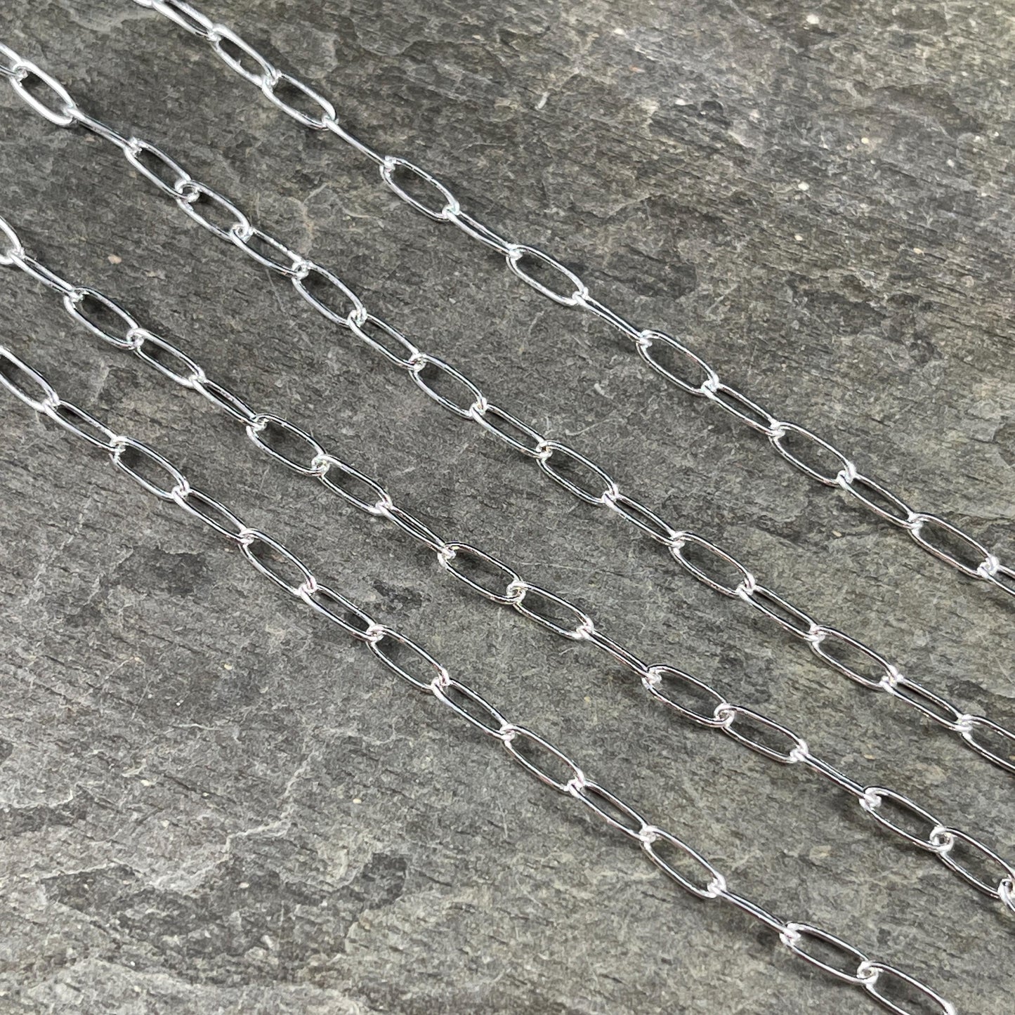 Paperclip Style Chain, 7.9x2.3mm Links - Silver Plated Brass (CH-160S) * 18" Length