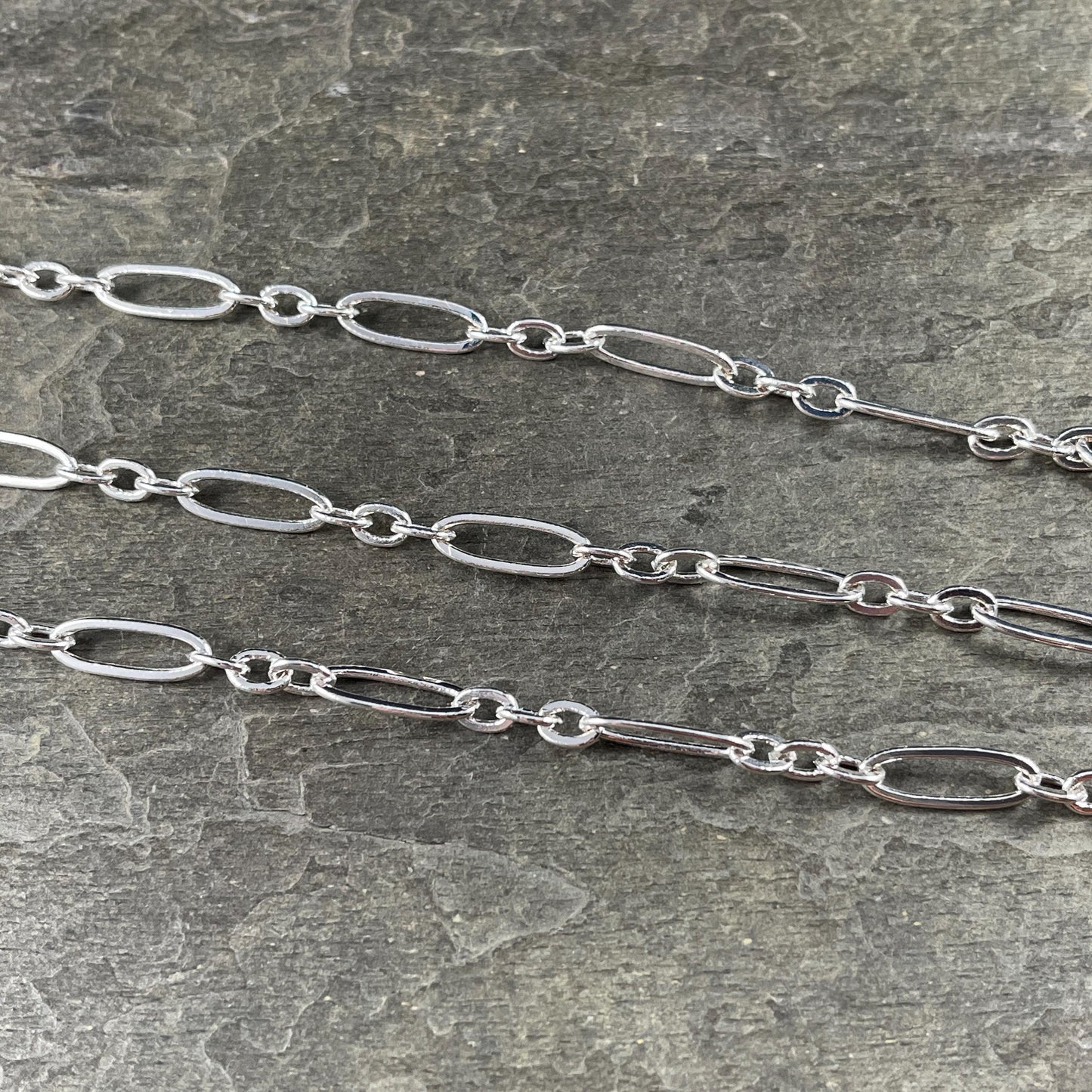 Stretched Link Chain, 17.7x6mm Links - Silver Plated Brass (CH-821S) * 12" Length