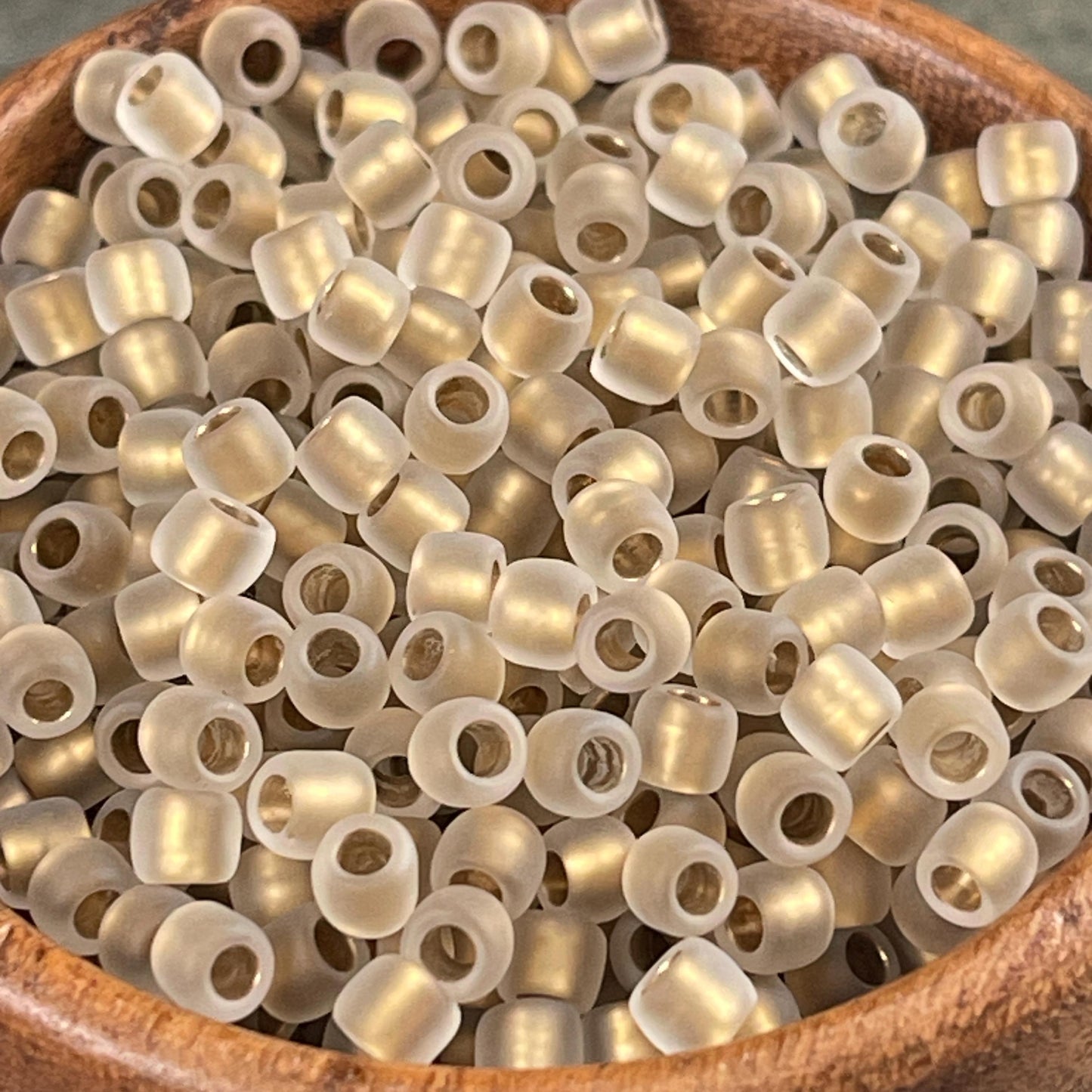 6/0 Gold TOHO Glass Seed Beads, Frosted Crystal, Gold Lined (T6/SM-989F) * 20 grams