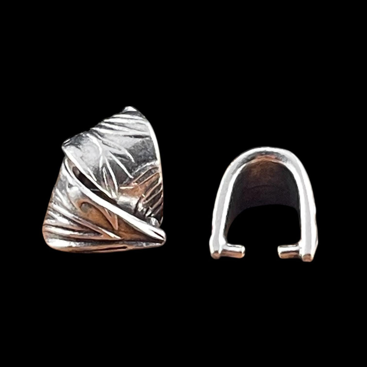 TierraCast 9.5mm Pinch Bail, Antiqued Silver Plated (PF/885-77) * Qty. 4