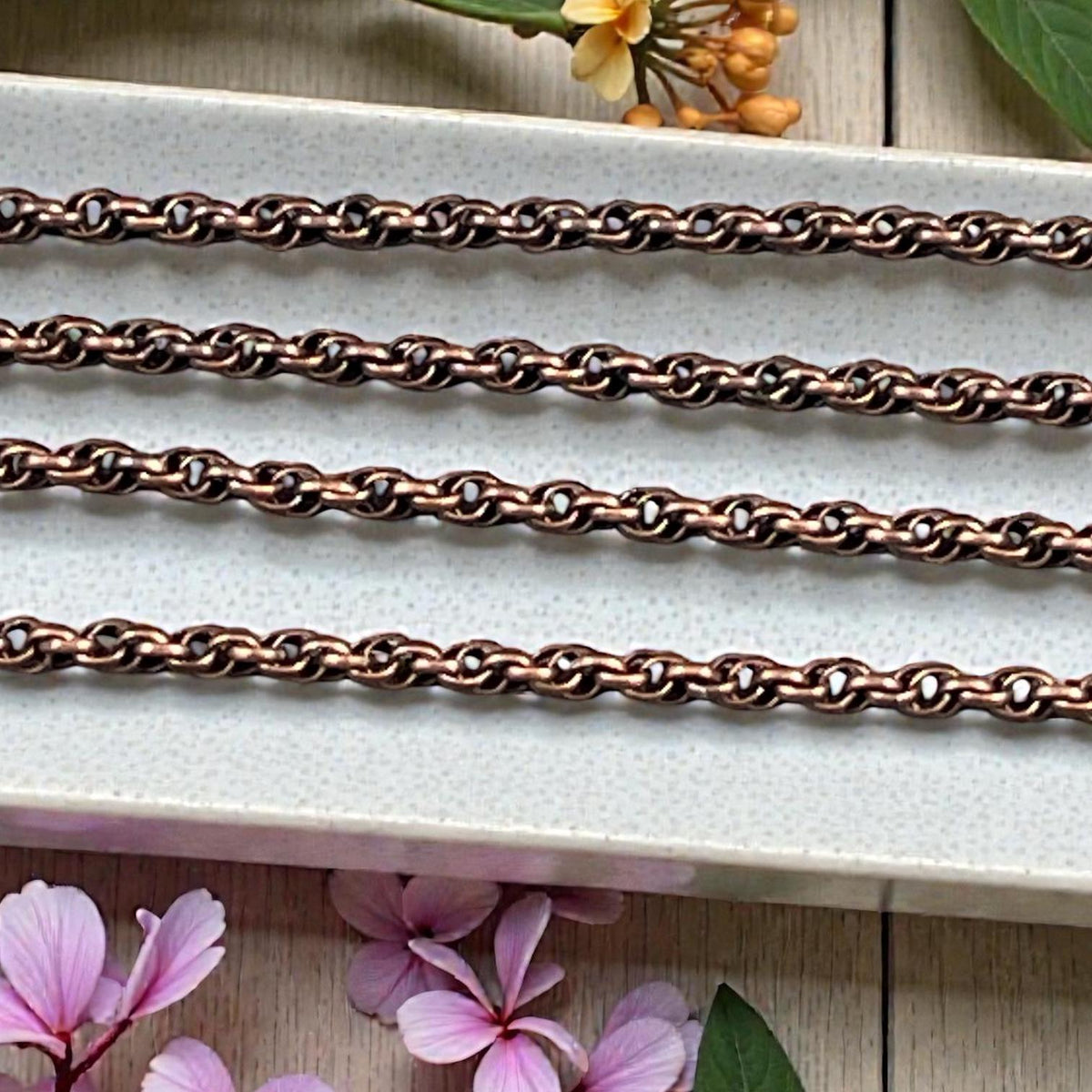 Chain by the Foot - 1.6mm Spiral Rolo, Small Chain - Antiqued Copper Plated Brass (CH-865AC) * 18" Length