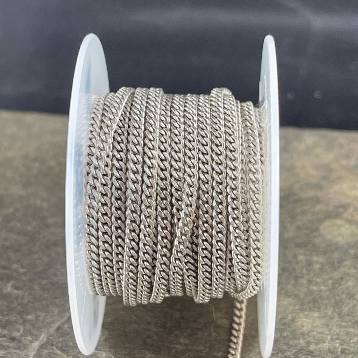 Chain by the Foot - 2.2mm Flat Curb Chain - Antiqued Silver Plated Brass (CH-888AS) * 18" length