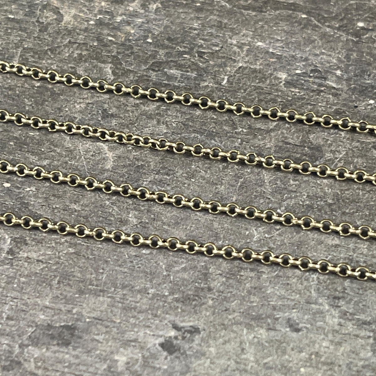 Chain by the Foot - 2mm Rolo, Small Belcher Chain - Antiqued Brass (CH-30AB) * 18" Length