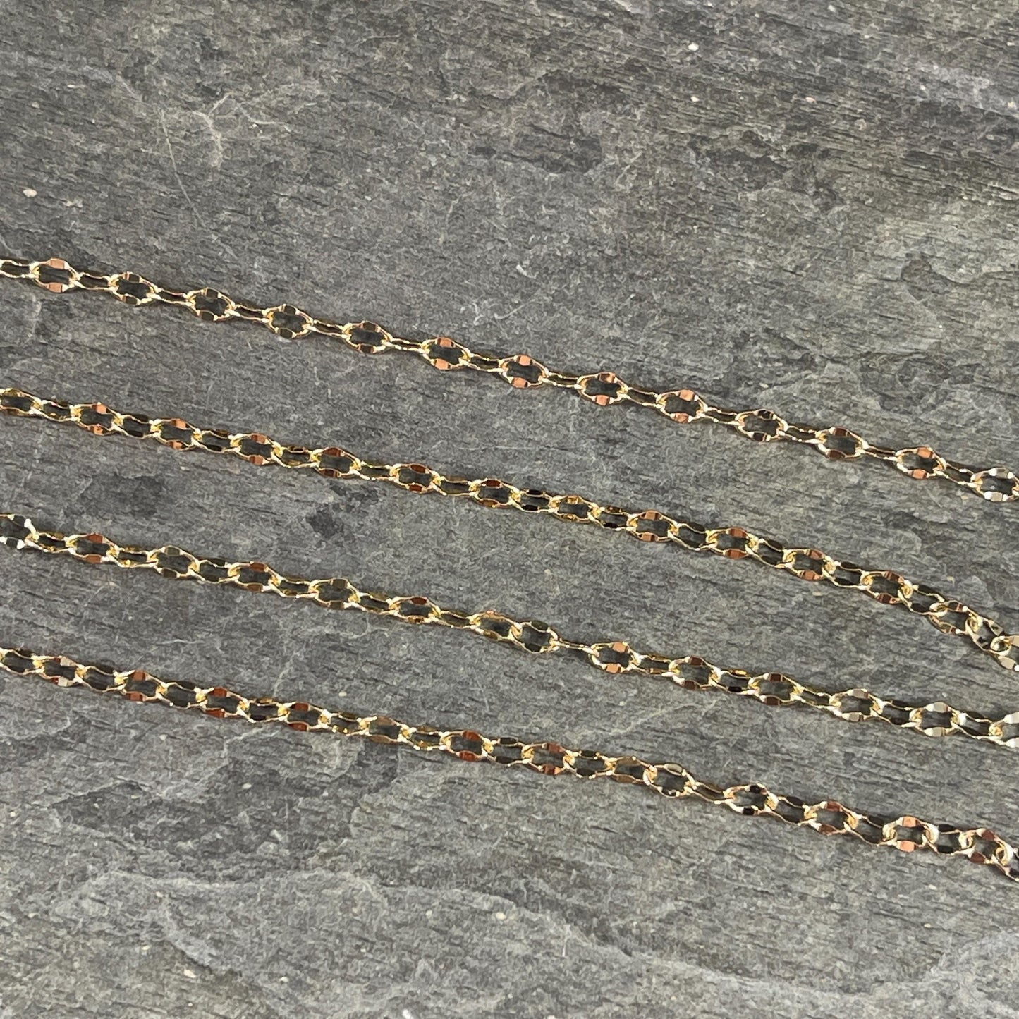Chain by the Foot - 4mm x 2.5mm Diamond Cut Cable Chain - Gold Plated Brass (CH-1010G) * 18" Length