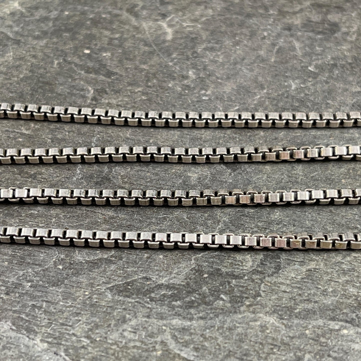 Chain by the Foot - 2mm Box Chain - Antiqued Silver Plated Brass (CH-304AS) * 18" Length