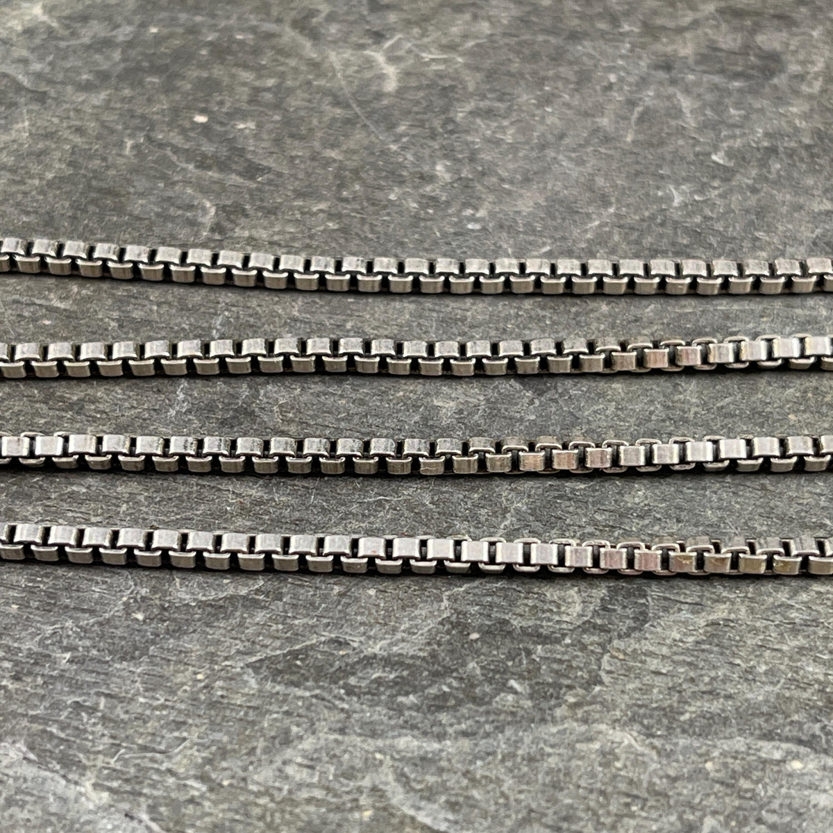 Chain by the Foot - 2mm Box Chain - Antiqued Silver Plated Brass (CH-304AS) * 18" Length