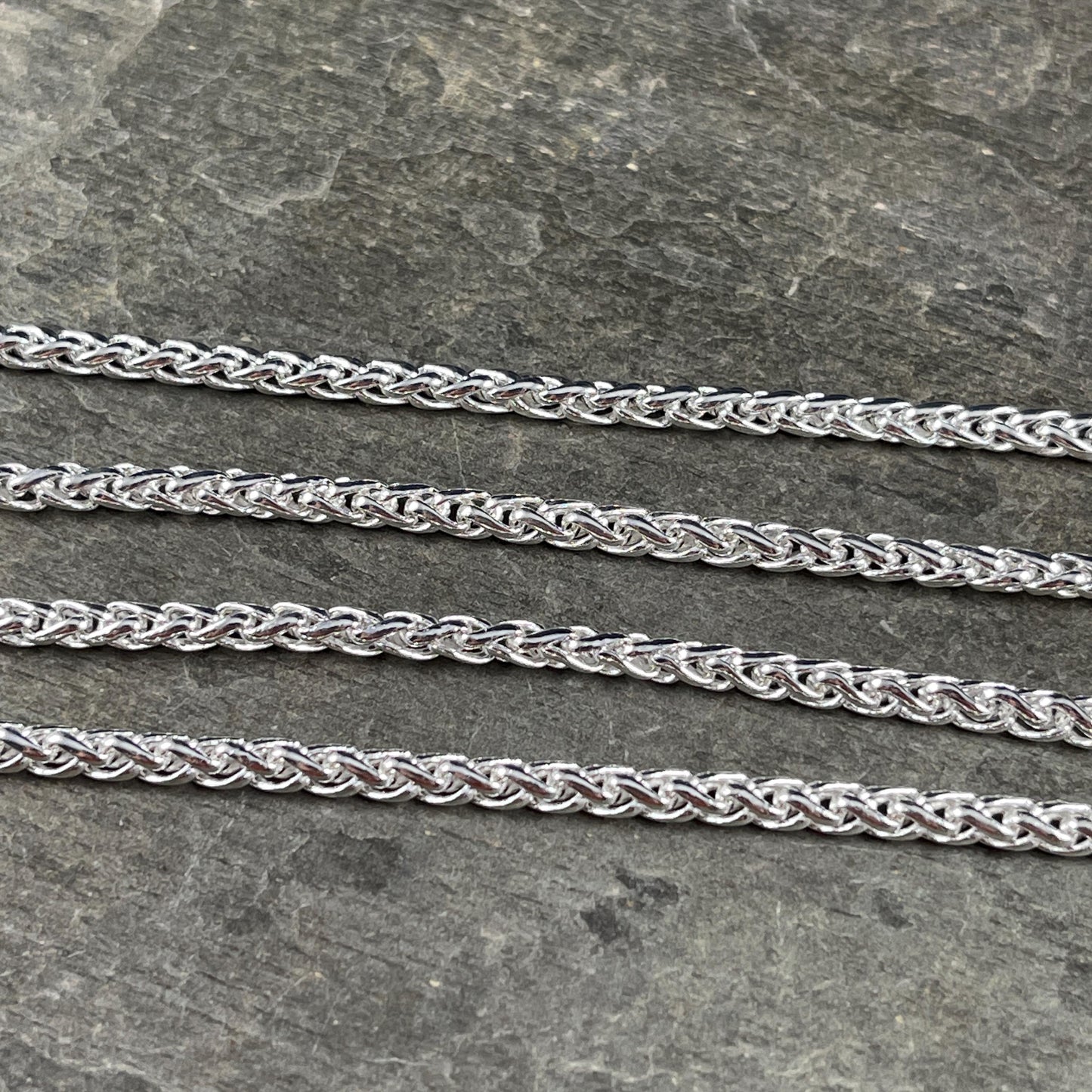 Chain by the Foot - 3mm Wheat Byzantine Chain - Silver Plated Brass (CH-857S) * 18" Length
