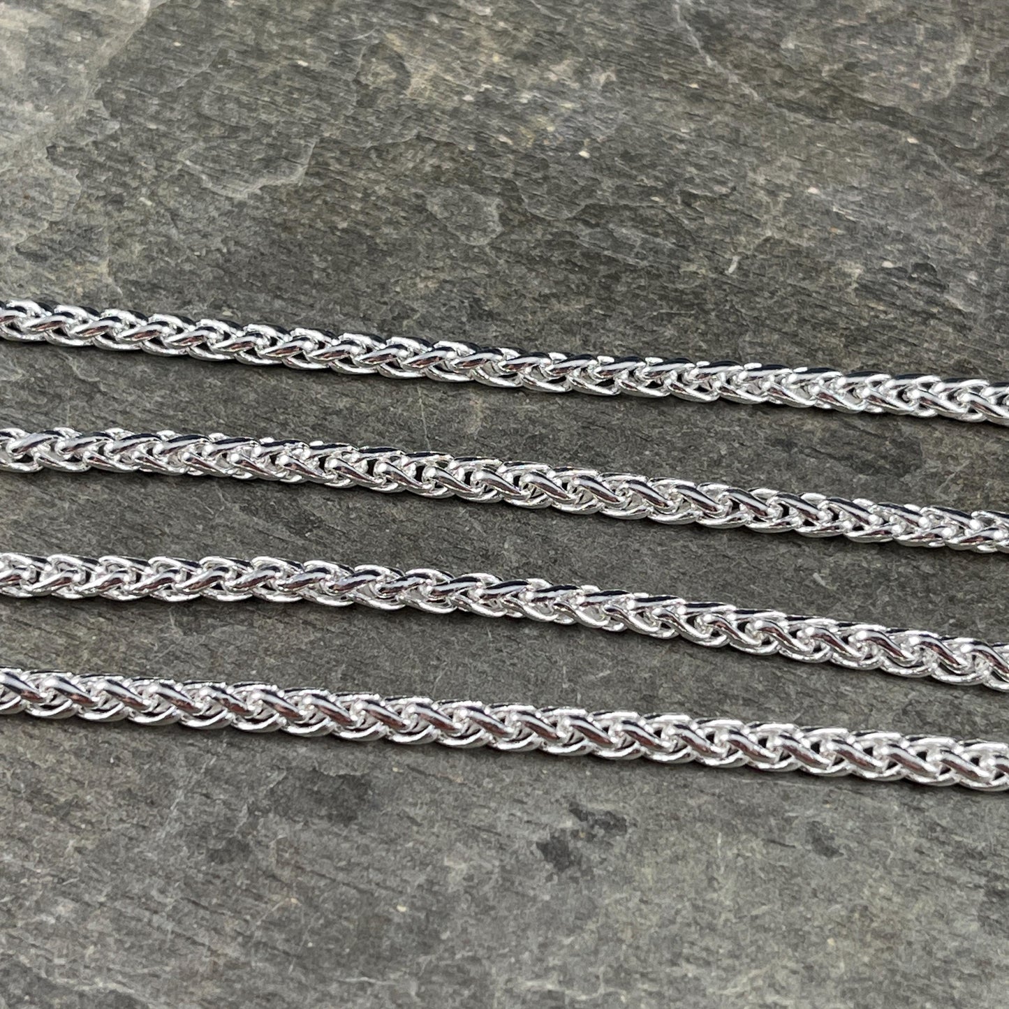 Chain by the Foot - 3mm Wheat Byzantine Chain - Silver Plated Brass (CH-857S) * 18" Length