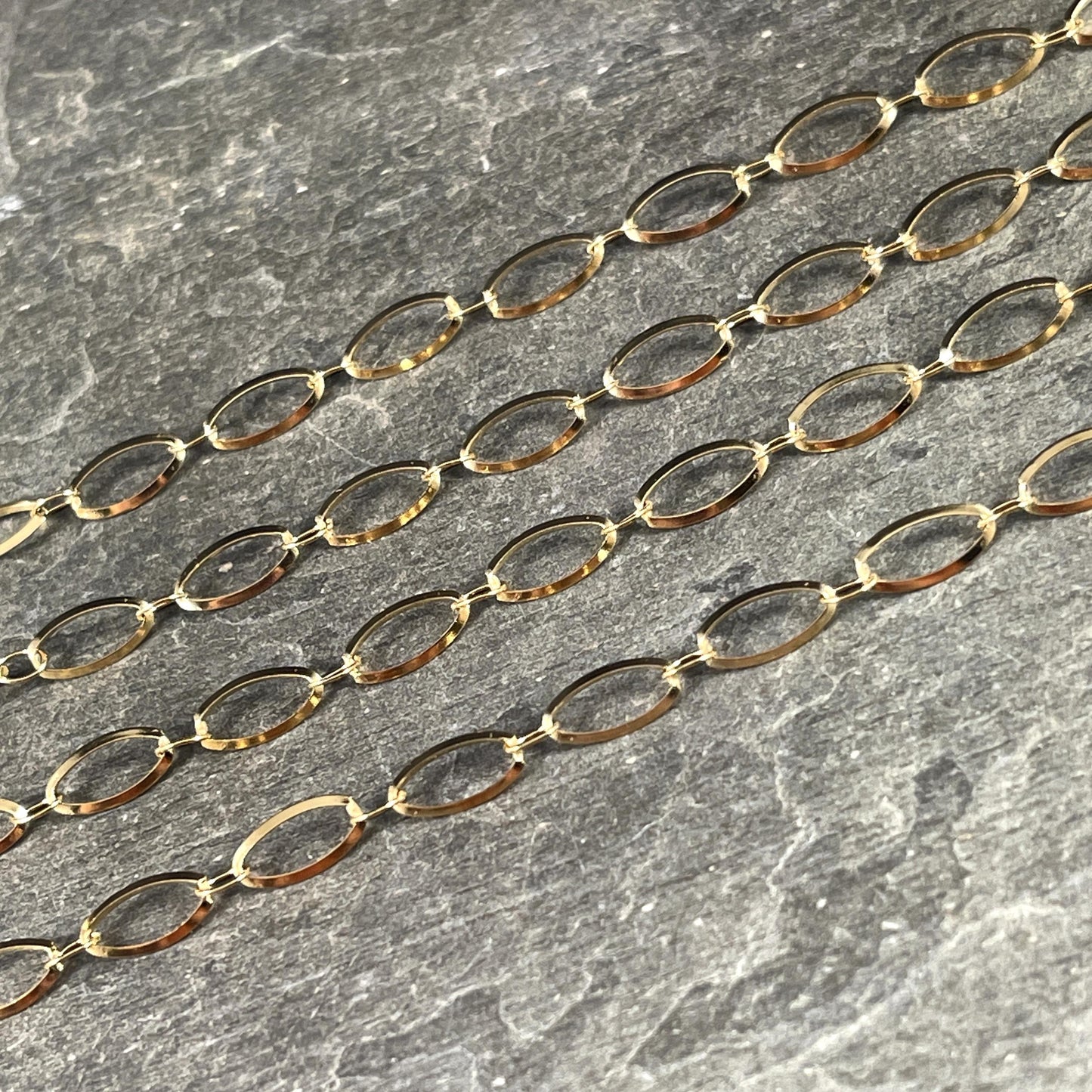 Chain by the Foot - Oval Link Chain, 4x9mm Links - 18k Gold Plated Stainless Steel (JR-01-18) * 18" length