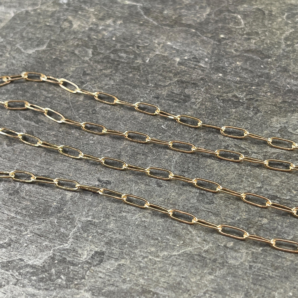 Chain by the Foot - Paperclip Style Chain, 7.9x2.3mm Links - Gold Plated Brass (CH-160) * 18" Length
