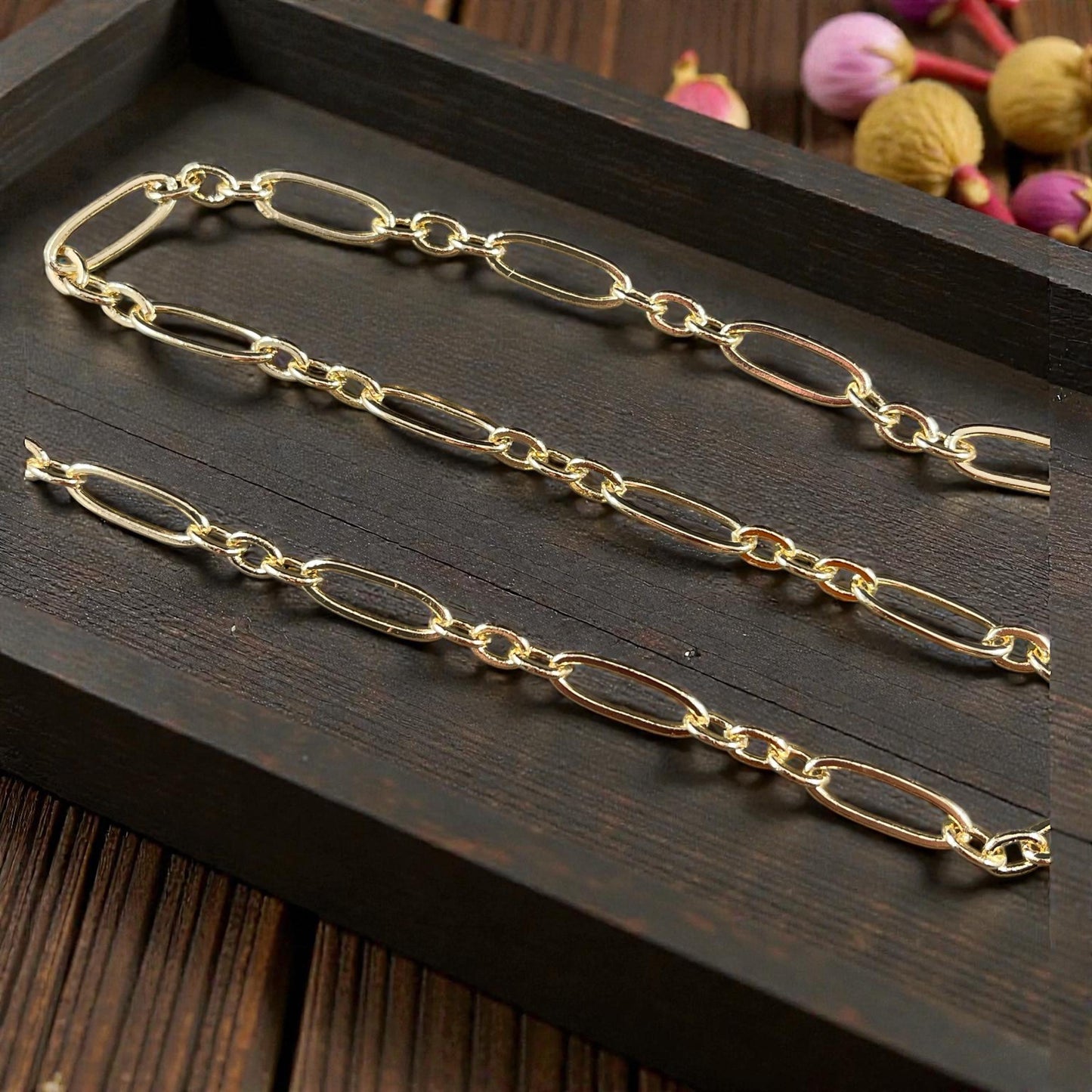 Stretched Link Chain, 17.7x6mm Links -Gold Plated Brass (CH-821G) * 12" Length