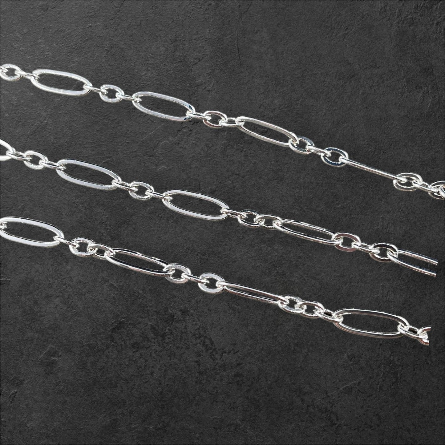 Stretched Link Chain, 17.7x6mm Links - Silver Plated Brass (CH-821S) * 12" Length