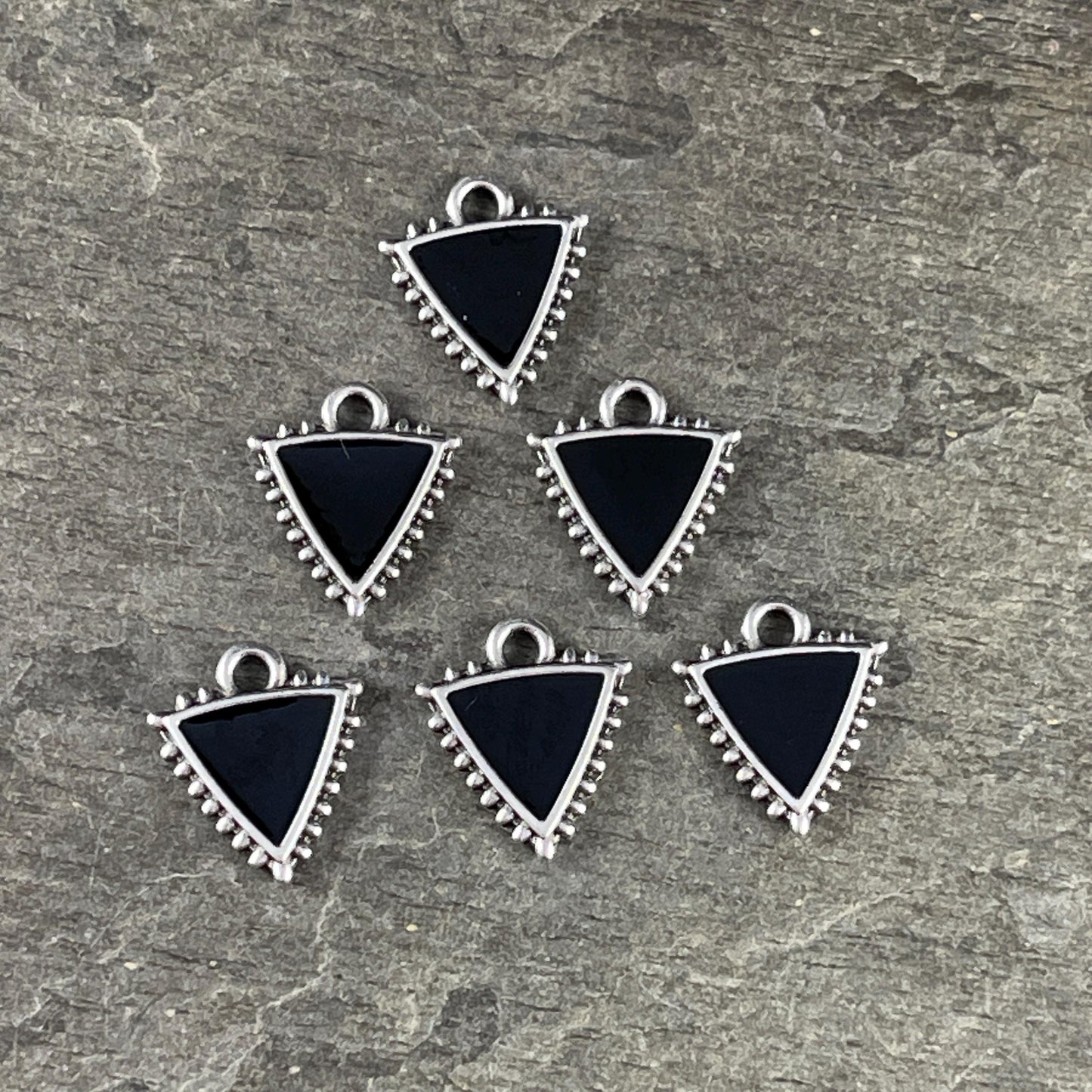 Antiqued Silver Plated Charm with Black Enamel Inlay (PF/14428-72-0222) * Qty. 6
