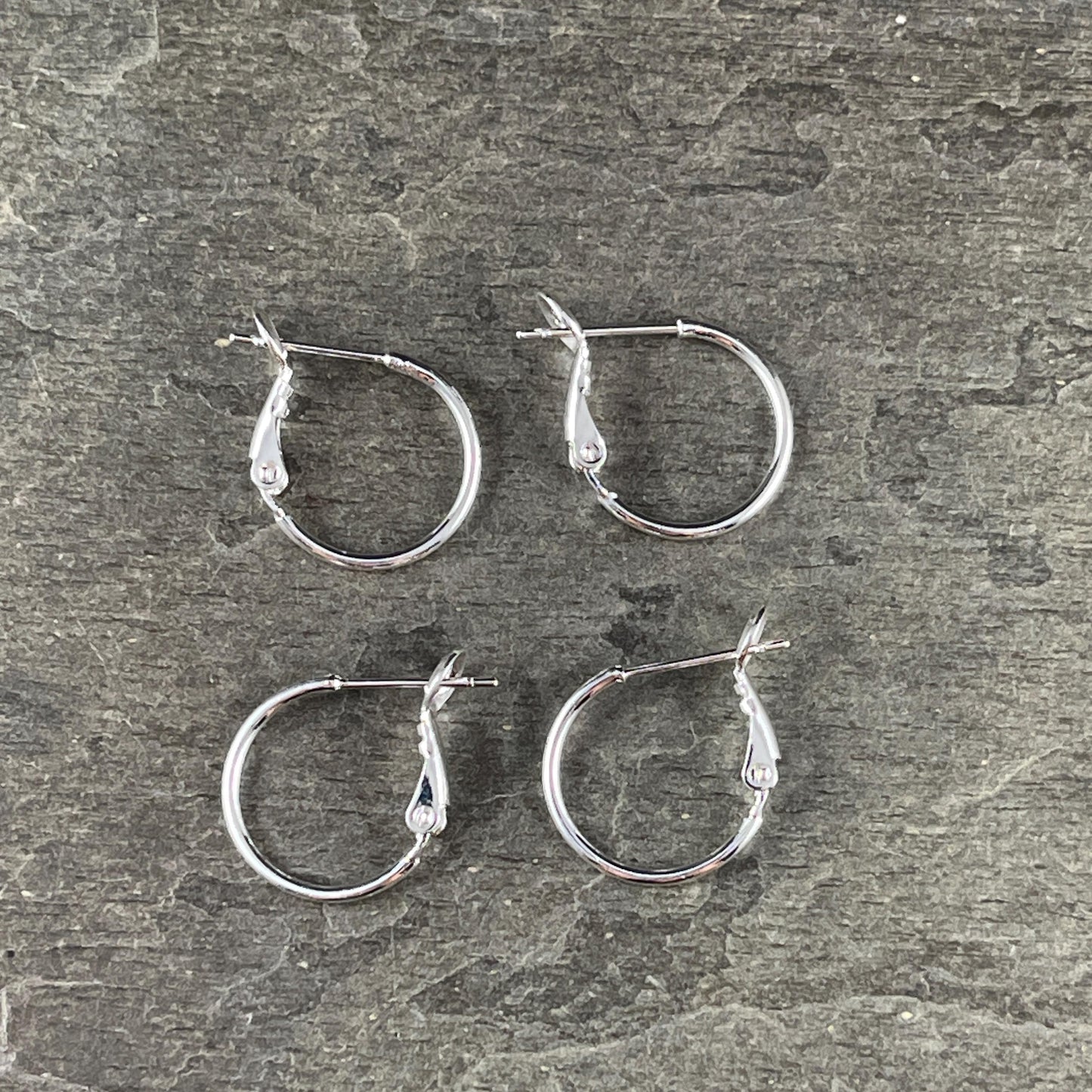 Silver Plated Brass, 16mm Earring Hoop with Closed Back and Stainless Steel Post (PF/300856-16-10) * Qty. 4