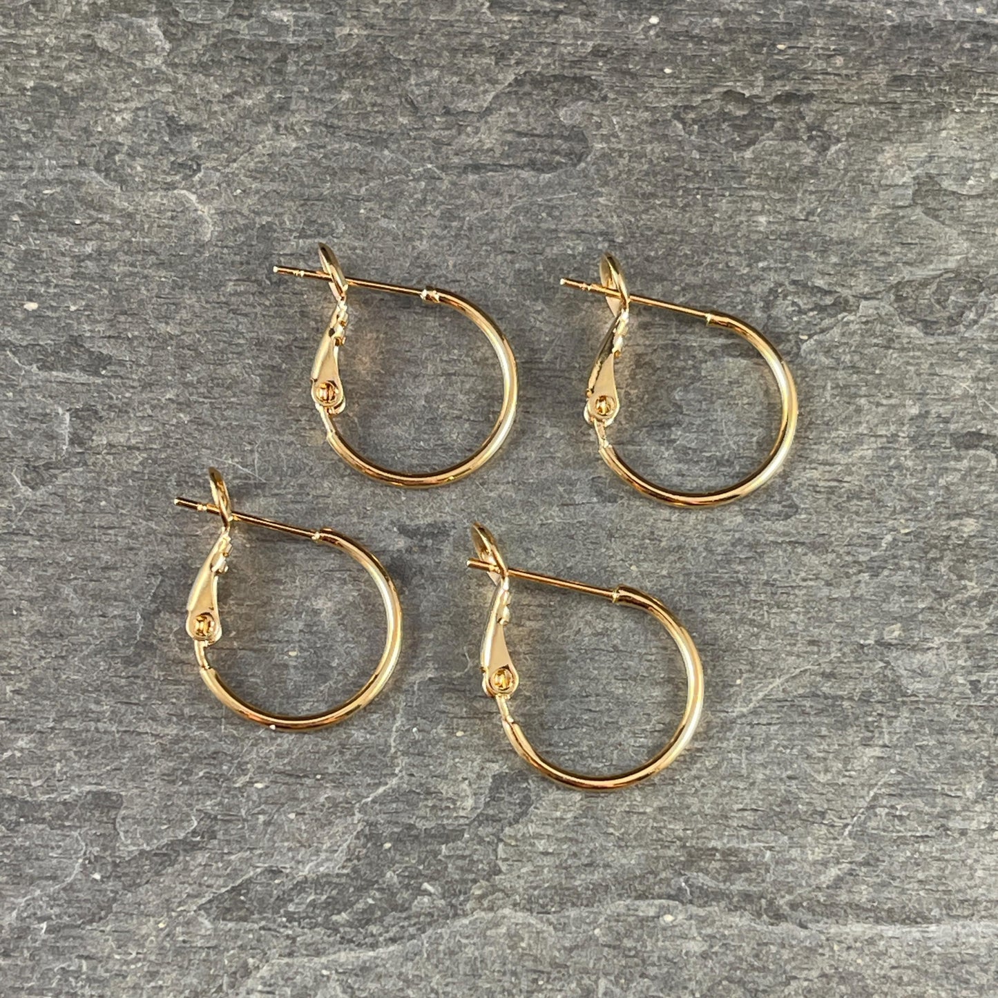 24k Gold Plated Brass, Nickel Free 16mm Earring Hoop with Closed Back (PF/300856-16-12) * Qty. 4