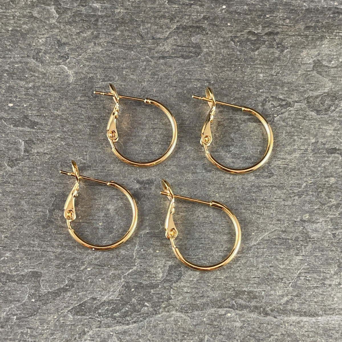 24k Gold Plated Brass, Nickel Free 16mm Earring Hoop with Closed Back (PF/300856-16-12) * Qty. 4
