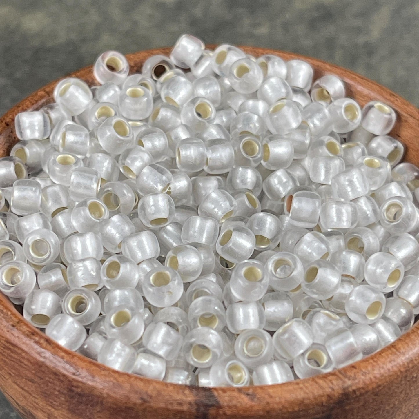 6/0 White TOHO Glass Seed Beads, Frosted Crystal, Silver Lined (T6/SM-21F) * 20 grams