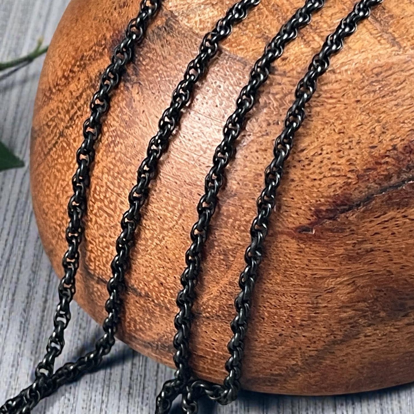 Chain by the Foot - 1.6mm Spiral Rolo, Small Chain - Matte Black Plated Brass (CH-865MB) * 18" Length