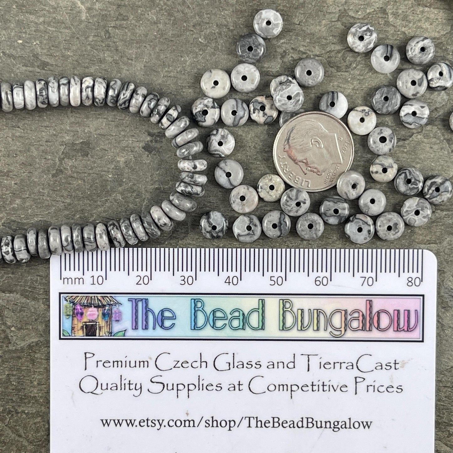Silver Crazy Lace Agate Gemstone Beads - 6x2mm Rondelle (DS-67737) * 7 1/2" Strand
