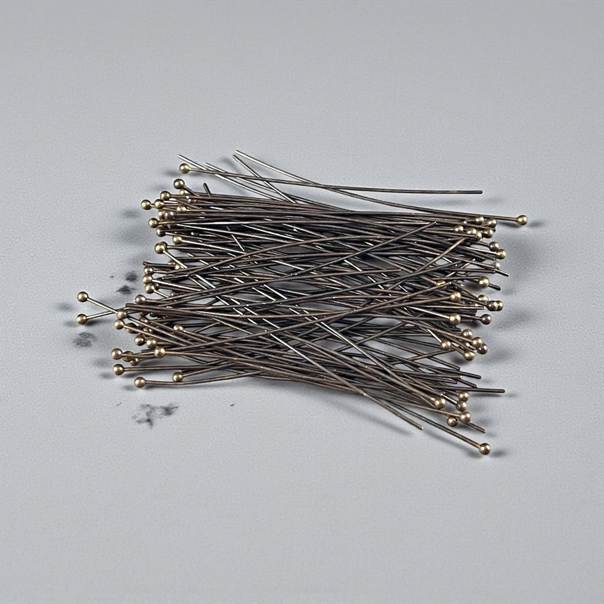 Antiqued Brass Ball Headpins, 2-1/4" 22g Ball Headpins - Bronze Head Pins (PH-BHP-AB) * Qty. 100