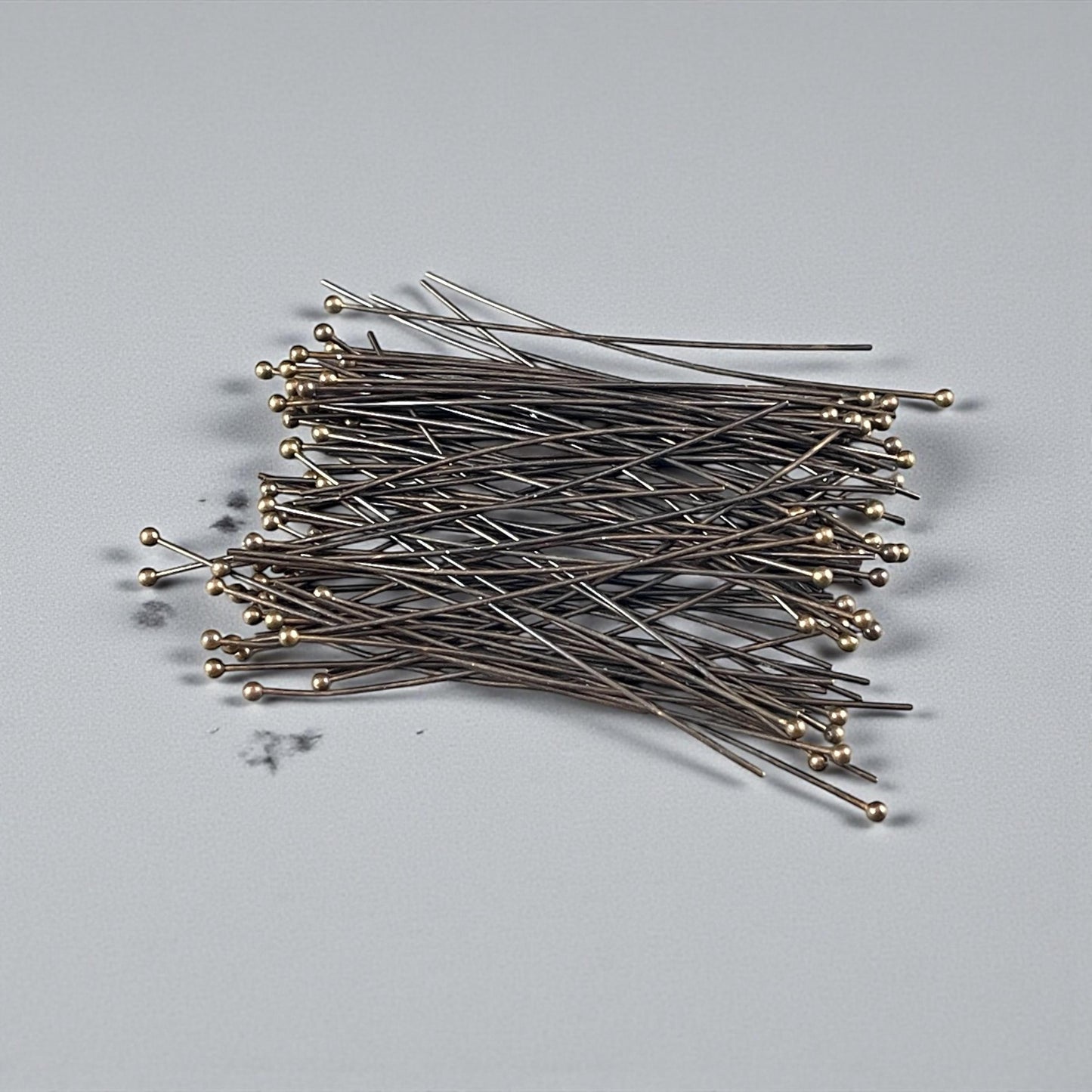 Antiqued Brass Ball Headpins, 2-1/4" 22g Ball Headpins - Bronze Head Pins (PH-BHP-AB) * Qty. 100