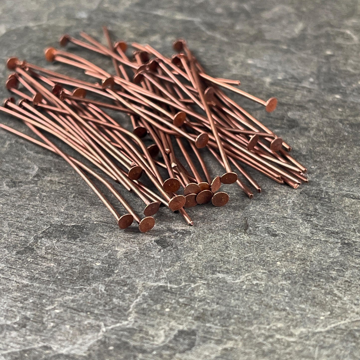 Antiqued Copper FLAT Head Pins, 21 Gauge 1-1/2" Pins for Jewelry Making (HPR4-NF) * Qty. 200