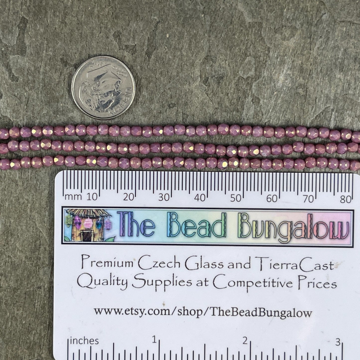 Czech Glass Beads - 3mm Faceted Round, Mauve Luster (FP3/ML) * Qty. 50