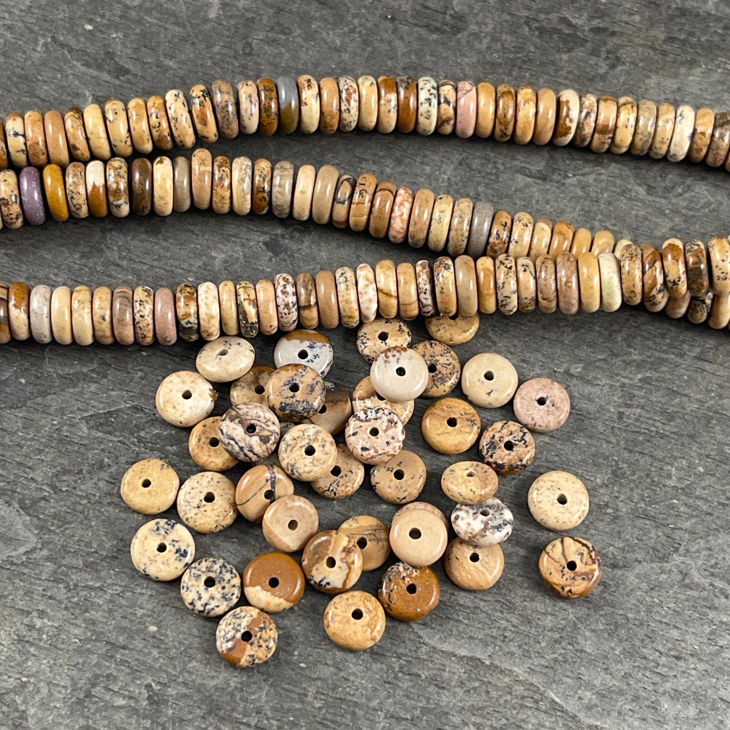 Picture Jasper Gemstone Beads - 6x2mm Rondelle (DS-67735) * 7 1/2" Strand