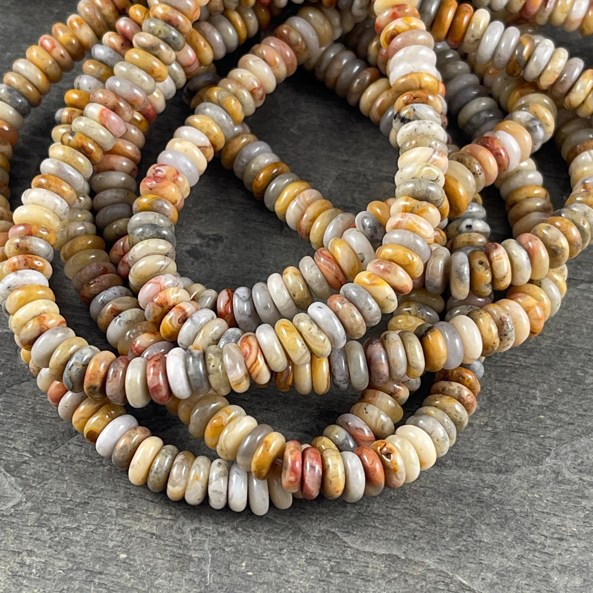 Crazy Lace Agate Gemstone Beads - 6x2mm Rondelle (DS-64781) * 7 1/2" Strand