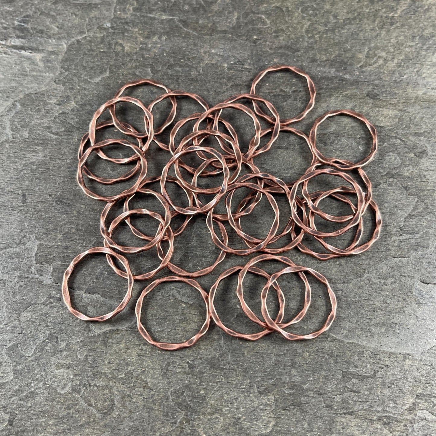 22mm Flat Linking Ring, Antiqued Copper Plated Circle Connector, Nickel Free (A017-R-NF) * Qty. 30