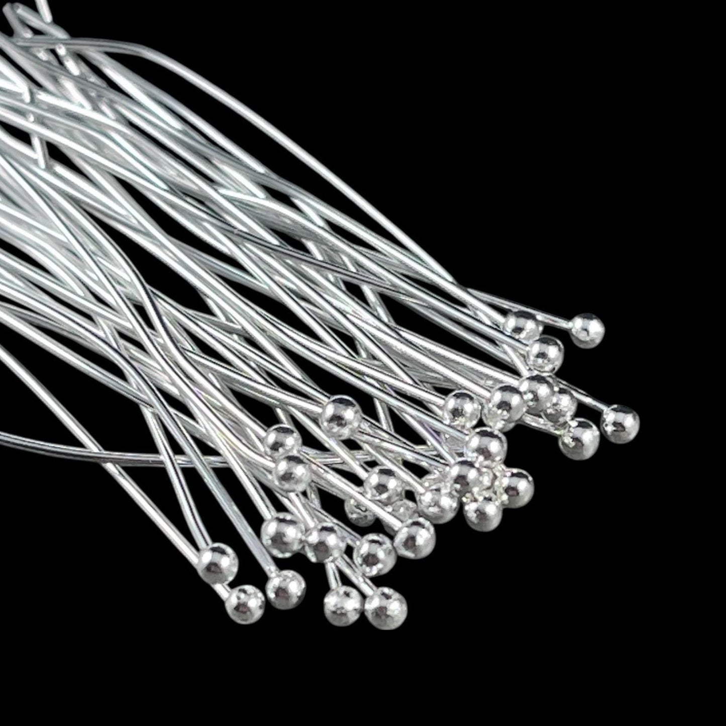 Silver Ball Head Pins, 22 Gauge 1-1/2" Pins for Jewelry Making (PH-PHP-22gS) * Qty. 200