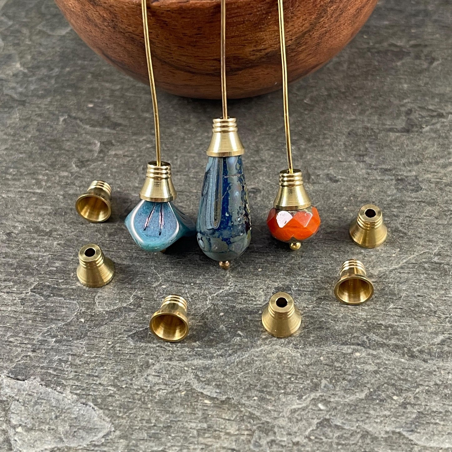 Raw Brass 6x5mm Bead Caps, Gold Cone Shape (L184-03C) * Qty. 20