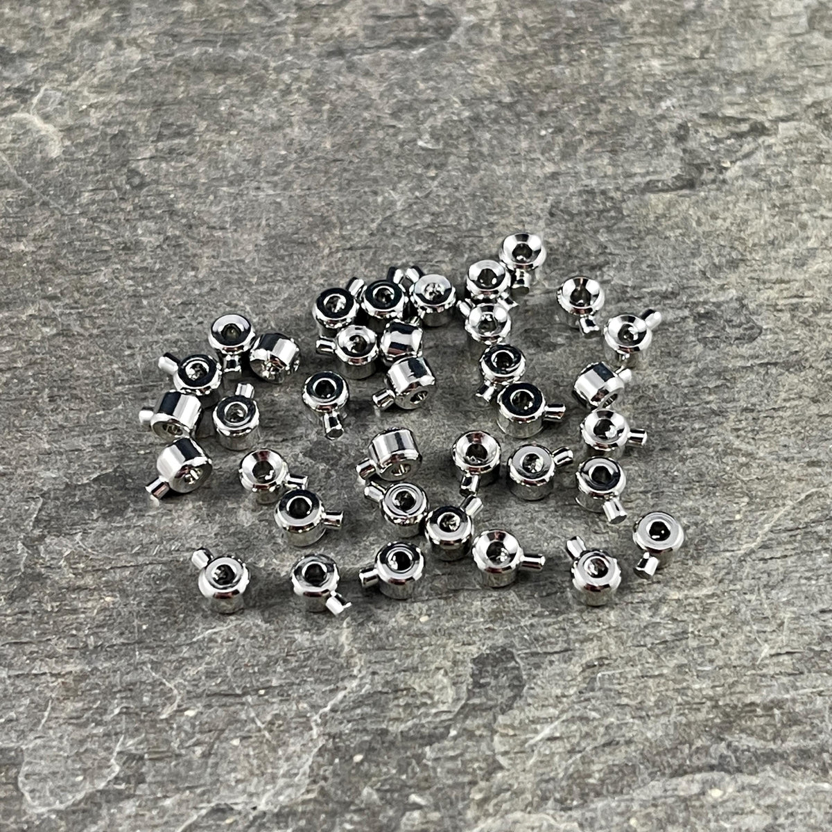 4mm One-Step Crimp Beads for Wire, Platinum Silver Plated Brass (Z030-17C-G) * Qty. 20