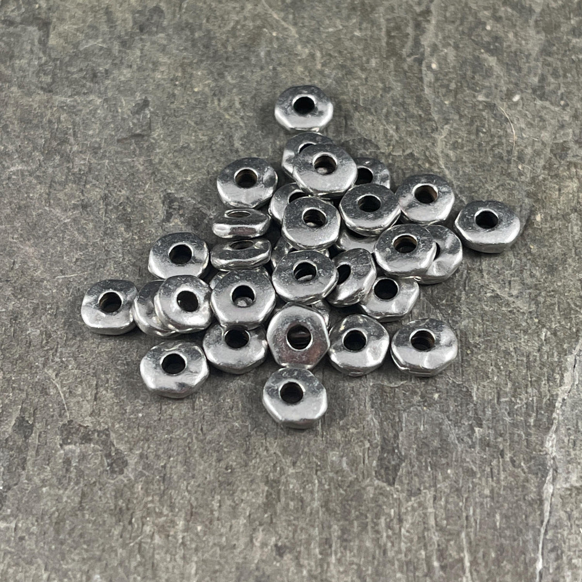 TierraCast 6.5mm Organic Rondelle with 2mm Hole, Antiqued Pewter (PF/409-04) * Qty. 20