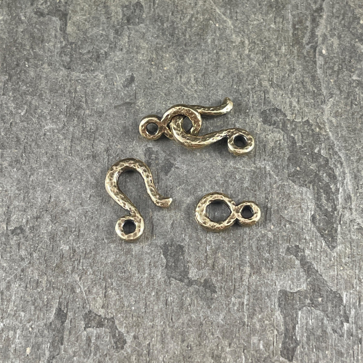 TierraCast Hook and Eye Clasp, Antiqued Brass Plated Pewter (PF/977-57) * Qty. 3