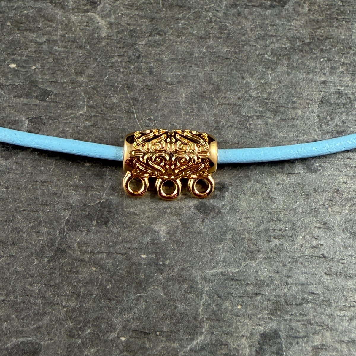 Ornate Bail Bead with 3 loops and 2.2mm Hole, 24k Gold Plated, Nickel Free (PF/15446-12) * Qty. 2