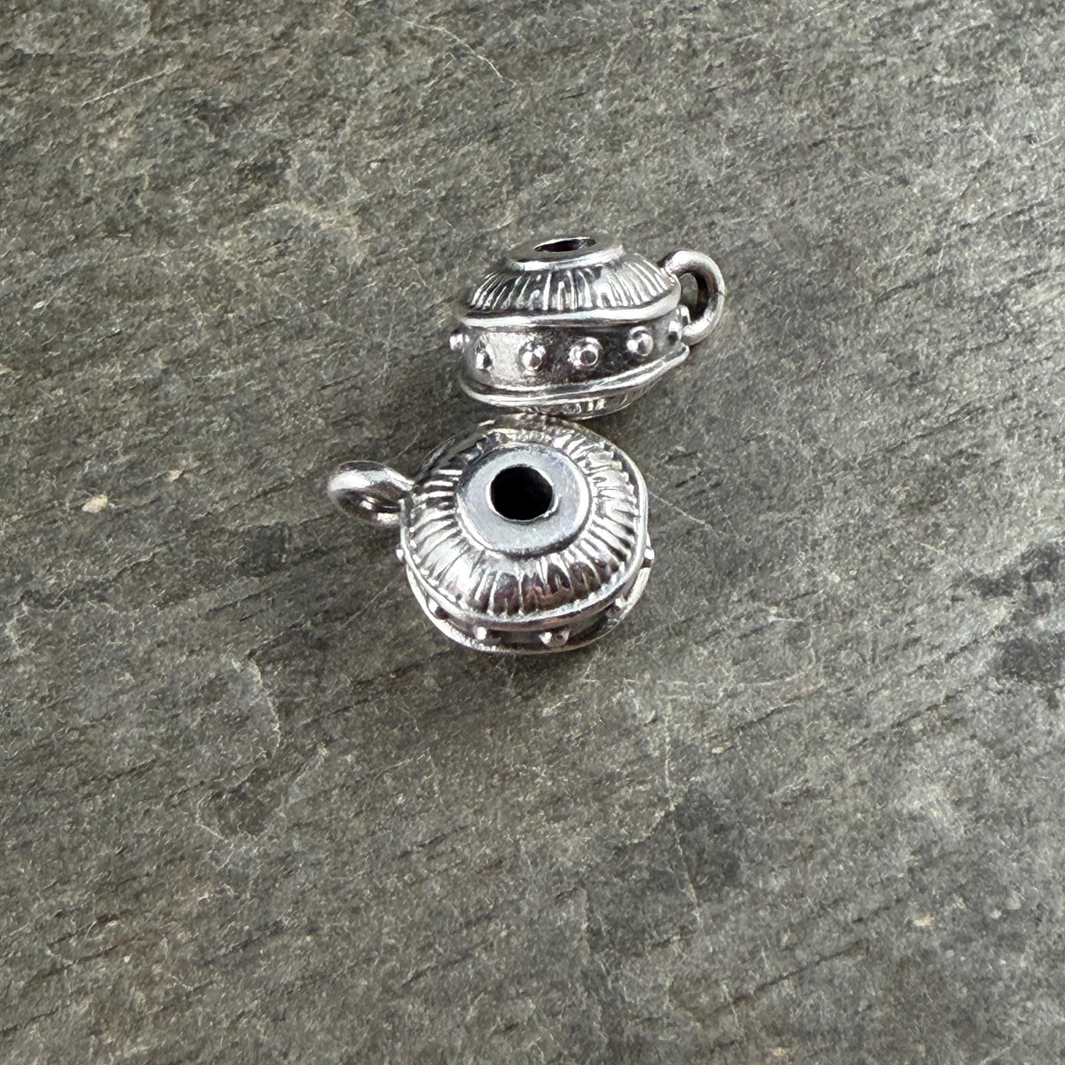 Bail Bead with loop and 2.2mm Hole, Antiqued Silver Plated (PF/15447-77) * Qty. 4
